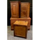 An early 20th century pine blanket chest / coffer, 56cm high x 91.5cm wide x 45cm deep; a small