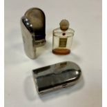 Vintage Emeraude De Coty Perfume (1921) Splash bottle in a Silver Metal Case; one empty Coty Perfume