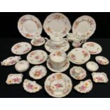 Royal Crown Derby ‘Derby Posies’ pattern - tea pot, milk jug, tea cup and saucer, cake plate, pair