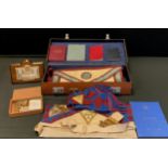 Masonic interest - Masonic regalia case containing Broxton Lodge documents, apron; etc