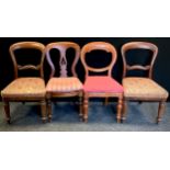 A Harlequin set of four Victorian mahogany Balloon-back dining chairs, (4).