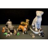 A Beswick figure, Boxer Dog, stripped brindle, printed marks; others brass, reconstituted stone, etc