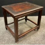 A late 19th / early 20th century Chinese Padauk wood occasional table, 56.5cm high x 63cm wide x