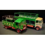 A Scratch built wooden model Aitkinson Fairground wagon, The Ghost Train on Tour, green cream and