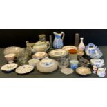 Ceramics and Glass - A Victorian tea pot, Minton dishes, Royal Crown derby 'vine' pattern tea cup