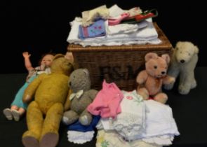 Toys and Juvenilia - a golden mohair teddy bear and polar bear, composition dolls, etc