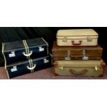 Vintage Suitcases/Luggage inc Revelation brown leather, Canvas, Cheney etc, (5)