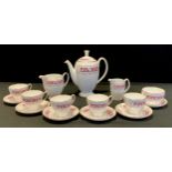 Shelley 'Blenheim' pattern coffee service for five including coffee pot, five coffee cans, sugar