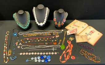 Jewellery - a Bob Ford Canadian silver brooch, multi-gem river washed pebble necklace, others