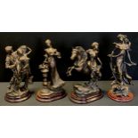 four bronze coloured resin Pascal figures, Girl on a Rearing Horse, The companion's etc, all