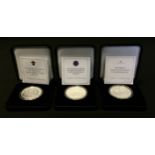Coins - A Queen Elizabeth II platinum Jubilee silver proof £5.00 pound coins, 999 limited edition,