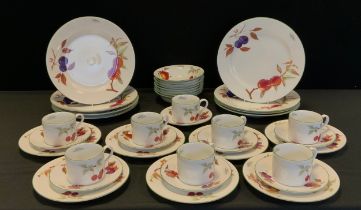 A Royal Worcester Evesham Vale pattern dinner and tea set, for eight, appears unused, with