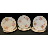 A set of six Royal Crown Derby, Derby Posies pattern dinner plates, gilt rims, printed marks, all
