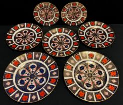 Royal Crown Derby - a pair of Old Imari, 1128 pattern, cabinet plates, 27cm diameter; and a