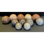 Geological interest - a collection of impressive Specimen-stone spheres, marble, fossil-stone,