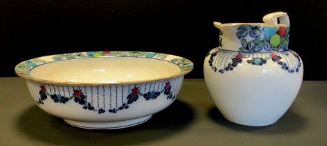 A Burgess & Leigh (Burleighware) washing jug and bowls set, decorated with fruiting vines, printed