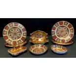 Royal Crown Derby, 1128 pattern, four plates, trinket dishes; etc.