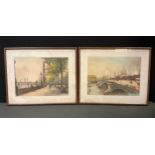 Pictures and Prints - Two Edward Kind coloured etchings, 'London Bridge', signed and stamped, 28cm x