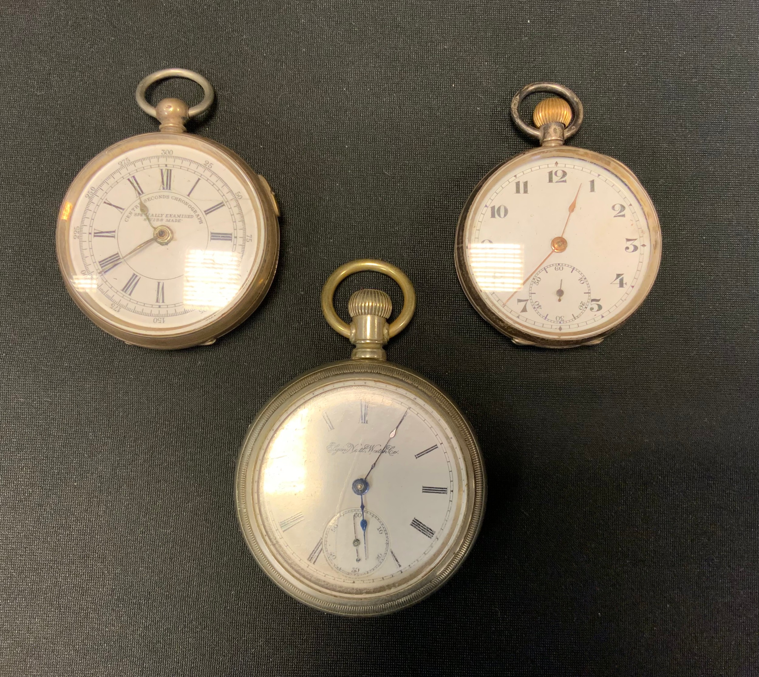 A late 19th century Swiss silver open faced pocket watch, Centre Seconds Chronograph, .800 standard,