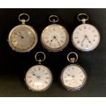 Watches - a continental 935 silver open face pocket watch, white enamel dial, floral case; another