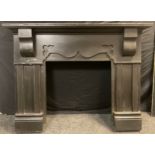 Architectural salvage - a large ebonised effect fire-surround chimney piece, 123cm high x 161cm