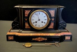 A 19th century Belge-Noir mantel-clock, white enamelled dial, gold-coloured roman numerals, French