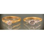 A diamond solitaire ring, round brilliant cut diamond approx. 0.12ct illusion set, 18ct gold and