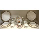 Royal Crown Derby Table China - 'Rutland' pattern dinner ware comprised of; four dinner plate,