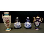 Minton - A pair of Minton globular twin handled vases, 14cm high; etc (4)