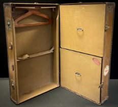 Vintage luggage - a Victor travel wardrobe trunk, 25cm high x 86.5cm wide x 51cm deep.