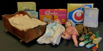 Toys and juvenilia - Sindy’s bed and bed clothes; a bisque head doll marked A/M Germany - 351/418,