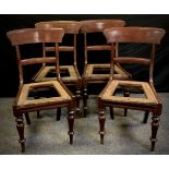 A set of four William IV mahogany bar-back dining chairs, drop-in seats, turned fore-legs, 89.5cm