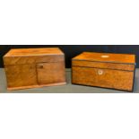 Boxes and objects - Victorian walnut Sewing/work box, with hinged lid and double doors front,