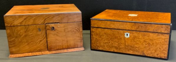 Boxes and objects - Victorian walnut Sewing/work box, with hinged lid and double doors front,