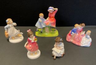 Royal Doulton figures - Milestone, HN3297, modelled by Adrian Hughes; The Bedtime Story, HN2059;