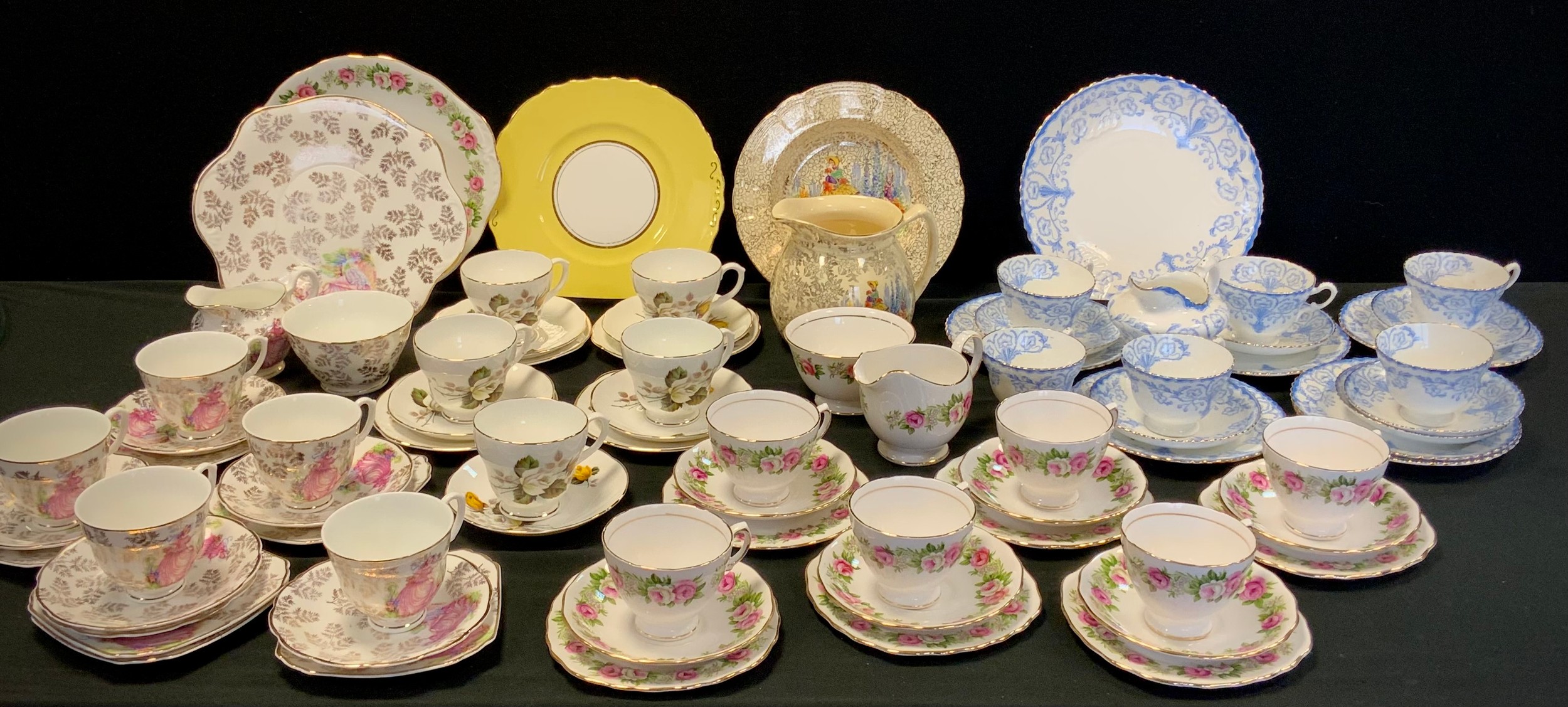Ceramics- Various mid century sets including Coclough, Crinoline lady, Dora; etc