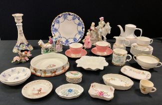 Ceramics- a Herend porcelain figure, Royal Doulton girl , Aynsley, Royal Crown Derby, Rosenthal etc
