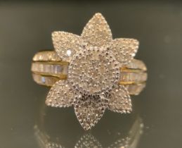 Gemporia - a Thomas Rae design diamond floral cluster ring pave set with round and baguette cut