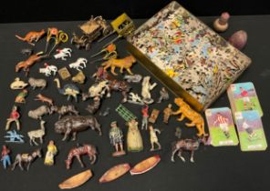Toys - Hollow cast Metal Figures; including Animals, Henry VIII and Queen Mary, crescent etc.