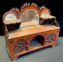 A 19th century Anglo Indian style table top Smokers cabinet, pierced panelled decoration, mirrored