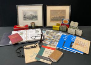 A faux Tortoiseshell Pince nez, Advertising Tins, Cigarette cards, Locomotive Philatelic stamped,