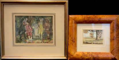 Pictures and Prints - Richard Barnard, 20th century, 'Pantomime scene' 16cm x 22cm; another 'Field