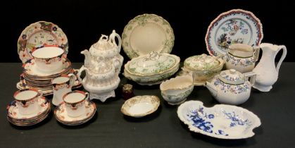 Ceramics - 19th century Ironstone plates, Victorian teapot, Royal Doulton Nankin teapot etc