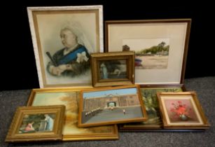 Pictures and prints - English school, Beech Grove, signed, with initials P. D., oil on canvas; mid
