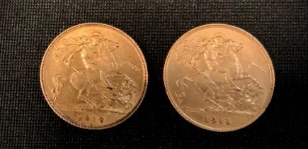 A George V gold half sovereign 1911, another 1913, both Sydney Mint, 8g gross (2)