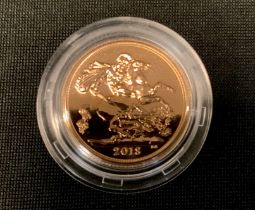 An Elizabeth II gold Sovereign, 2018, proof cased, 8g