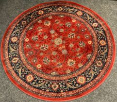 A Circular wool rug, approx 170cm diameter , similar runner, 250cm x 67cm (2)