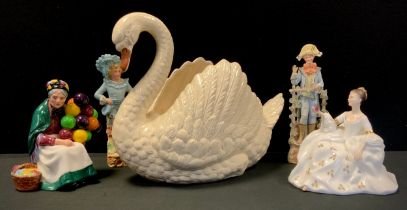 Ceramics - Royal Doulton 'The Old Balloon Seller' HN1315, another 'My Love' HN 2339; bisque figures;
