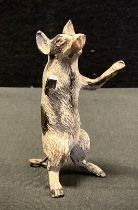 An Austrian Bergman style cold painted metal figure, Pig Conductor baton raised, standing upon