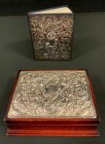 A silver fronted Address book, London 1989, silver topped jewellery box, Sheffield 1995, (2)